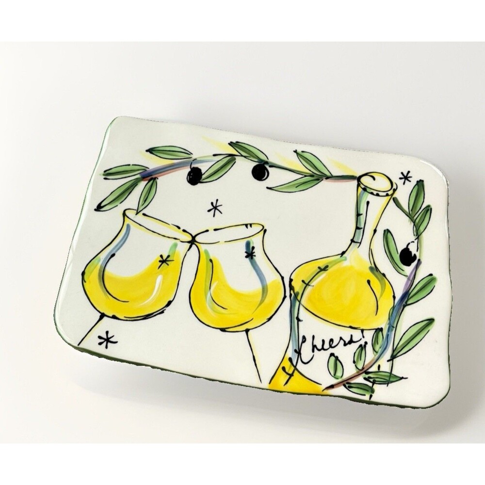 Julia Junkin Studio Olive Branch Limoncello Cheers Tidbit Plate Serving Platter